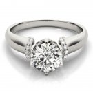 1.00 Tcw Contour Crown with CZ Shoulder Round Engagement Ring In 10k White gold