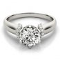 1.00 Tcw Contour Crown with CZ Shoulder Round Engagement Ring In 10k White gold