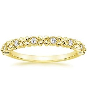 0.08 Ct Round Cut Gardenia Diamond Half Eternity Band In 10K Solid Yellow Gold