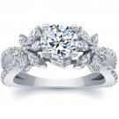 1.90 Tcw Split Shank Round and Marquise Floral Engagement Ring In 10K White Gold