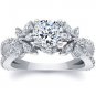 1.90 Tcw Split Shank Round and Marquise Floral Engagement Ring In 10K White Gold
