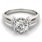 1.00 Tcw Contour Crown with CZ Shoulder Round Engagement Ring In 18k White gold