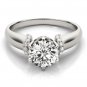 1.00 Tcw Contour Crown with CZ Shoulder Round Engagement Ring In 18k White gold