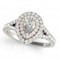 1.10 Ct Two Tone Pear Shaped Double Halo Engagement Ring In 18k White Rose gold