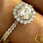 1.60 Tcw Round Cut Solitaire French Set Halo Engagement Ring In 18K White Gold