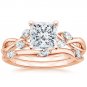 1.65 Ct Nature Inspired Princess Cut Engagement Wedding Ring Set In Rose Gold
