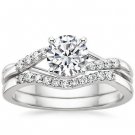 1.00 ct Solitaire Entwine Nature Inspired Wedding Ring Sets 14k white gold