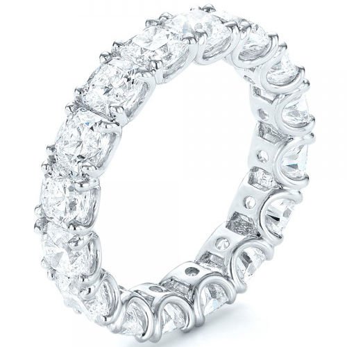 U Shape Prong Square Princess Cut Eternity Wedding Band In 14K Solid White Gold
