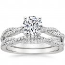 1.25 Tcw Petite Luxe Twisted Vine CZ Bridal Wedding Ring Set 10K Sold White Gold