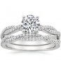 1.25 Tcw Petite Luxe Twisted Vine CZ Bridal Wedding Ring Set 10K Sold White Gold