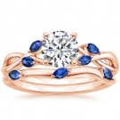 1.25 Tcw Nature Inspired CZ Solitaire Wedding Ring Sets In 14k Solid Rose Gold