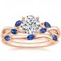 1.25 Tcw Nature Inspired CZ Solitaire Wedding Ring Sets In 14k Solid Rose Gold