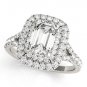 1.10 Tcw Two Tone Emerald Cut Double Halo CZ Engagement Ring 10k White gold