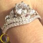 1.60 Ct Unique Flower Nature Inspired Engagement Ring Set In 14k White Gold