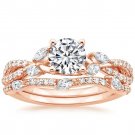 1.70 Tcw Round Solitaire CZ Luxe Willow Wedding Ring Sets 14K solid Rose gold
