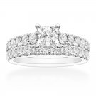 2.00 Tcw Princess and Round Cut CZ Engagement And Wedding Ring Set 14K W Gold