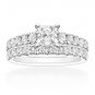 2.00 Tcw Princess and Round Cut CZ Engagement And Wedding Ring Set 14K W Gold