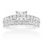 2.00 Tcw Princess and Round Cut CZ Engagement And Wedding Ring Set 14K W Gold