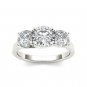 2.00 Tcw Round Cut CZ classic Three Stone Engagement Ring 14k Solid White Gold