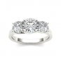 2.00 Tcw Round Cut CZ classic Three Stone Engagement Ring 14k Solid White Gold