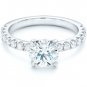 1.75 Tcw Split Prong CZ Solitaire With Accent Engagement Ring 14K White gold
