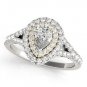 1.10 Tcw Two Tone Pear Shaped Double Halo CZ Engagement ring 10k White & YG