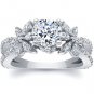 1.90 Tcw Split Shank Round and Marquise Floral Engagement Ring In 18K White Gold