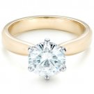 2.00 Tcw Six Prong Two-Tone Solitaire Engagement Ring 10K With And Yellow gold
