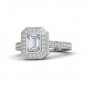 2.15 Tcw CZ Solitaire Bezel Set Emerald Cut Halo Engagement Ring 14K white Gold