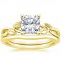 1.20 Tcw Cushion Cut CZ Budding Willow Bridal Wedding Ring Set 10k Yellow gold