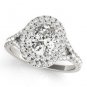 0.90 Tcw CZ Two Tone Oval Double Halo Engagement Ring 18 K White Gold