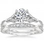 1.40 Tcw Nature Inspired CZ Round Solitaire Wedding Ring Sets In 18k White Gold