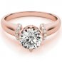 1.00 Tcw Contour Crown with CZ Shoulder Round Cut Engagement Ring 14k Rose gold