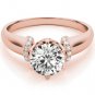 1.00 Tcw Contour Crown with CZ Shoulder Round Cut Engagement Ring 14k Rose gold