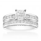 2.30 Tcw Princess Cut CZ Channel Set Engagement And Wedding Ring Set 10K W Gold