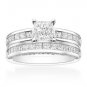 2.30 Tcw Princess Cut CZ Channel Set Engagement And Wedding Ring Set 10K W Gold