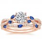 1.70 Tcw CZ Blue Sapphire Marquise Luxe Willow Wedding Ring Sets 14K Rose gold