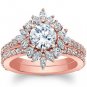 2.00 Tcw Round & Marquise Nature Inspired Bridal Wedding Ring Set 14K Rose Gold