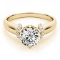 1.00 Tcw Contour Crown with CZ Shoulder Round Engagement Ring In 14k Yellow gold