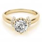 1.00 Tcw Contour Crown with CZ Shoulder Round Engagement Ring In 14k Yellow gold