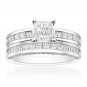 2.30 Tcw Princess Cut CZ Channel Set Engagement And Wedding Ring Set 18K W Gold