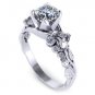 1.15 ct Round Cut Solitaire Rose Floral Design Nature Inspired 10K White Gold