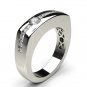 0.60 Ct Semi Bezel Channel Set Round Cut Gents Ring In 14k Solid White Gold