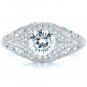 1.00 Tcw vintage Shank Filled With Milgrain CZ Engagement Ring 14k White gold