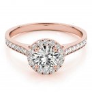 0.80 Tcw Classic Halo CZ Cathedral Solitaire Engagement Ring in 14k Rose Gold