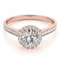 0.80 Tcw Classic Halo CZ Cathedral Solitaire Engagement Ring in 14k Rose Gold