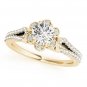 1.00 Tcw Petite Floral CZ Halo Engagement Ring with Split Band 14K Yellow Gold