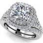 2.10 Tcw Cushion Cut CZ Solitaire Double Halo Bridal Ring Sets 14k White Gold