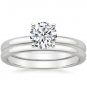 0.80 Tcw Plain Band Solitaire CZ Bridal Wedding Ring Set 14k Solid White Gold