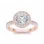 1.40 Tcw Round Solitaire CZ Classic Halo Engagement Ring 10k Solid Rose Gold